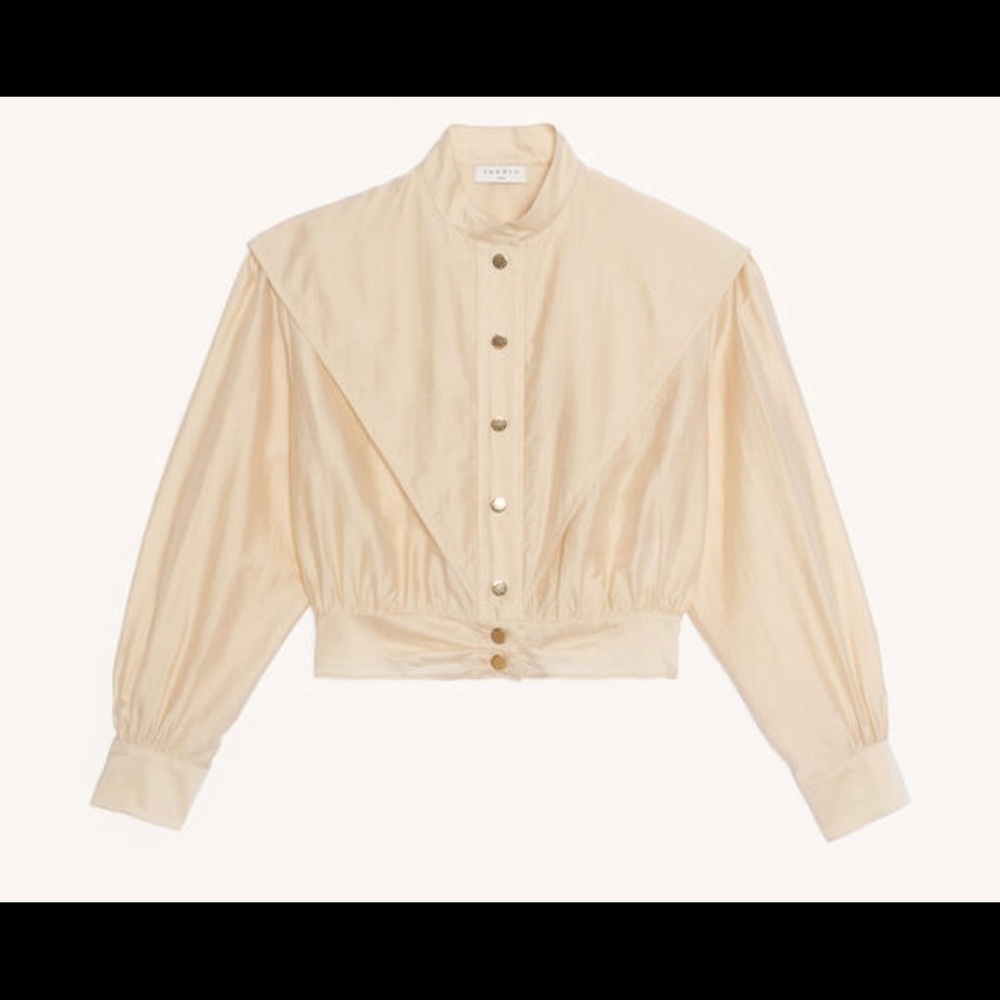 Sandro Paris - Cropped Mandarin Collar Shirt